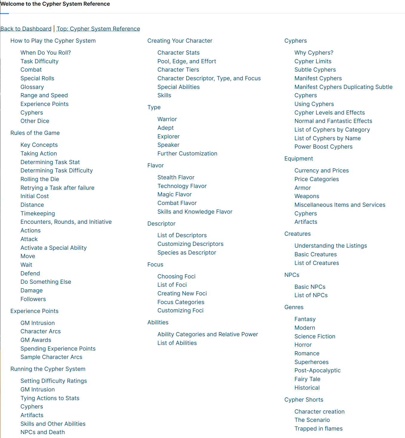 Cypher System Reference Document