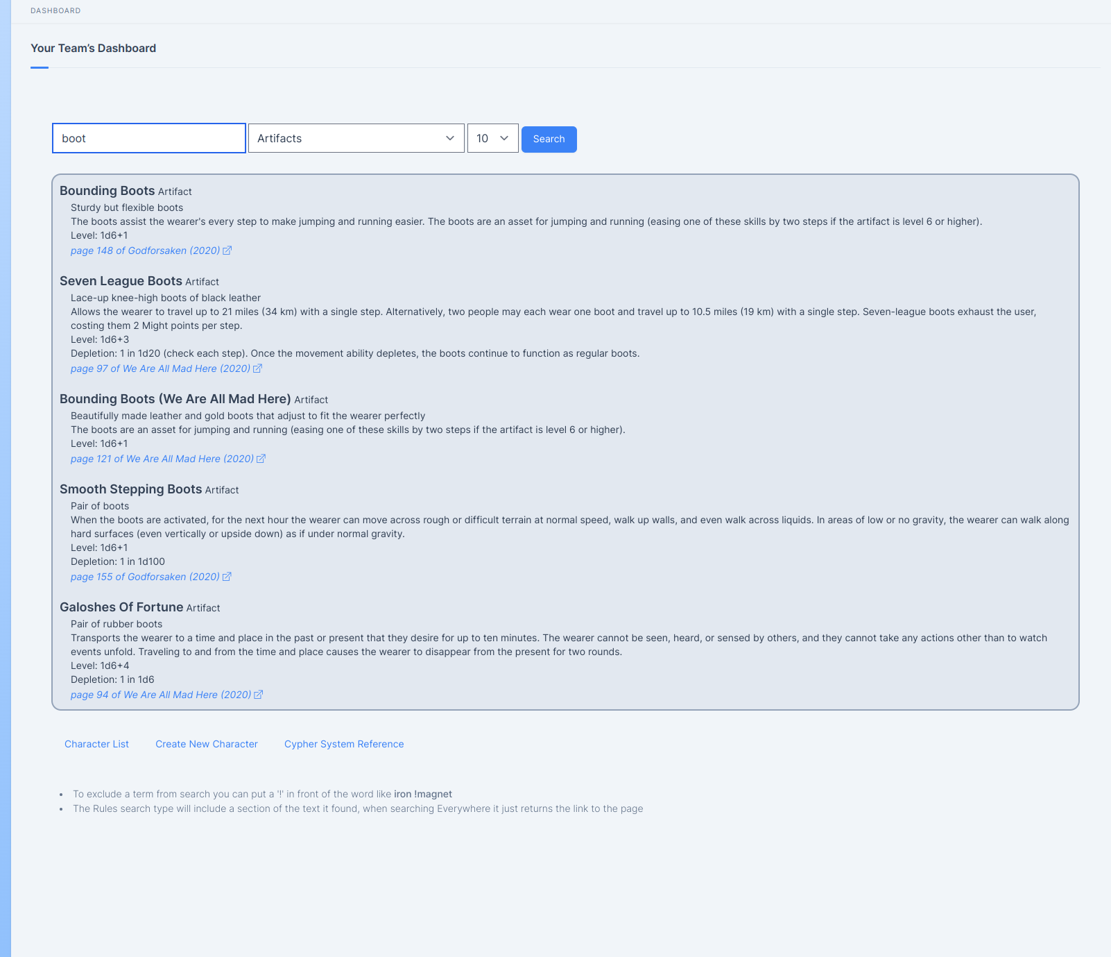 Cypher Artifact Search